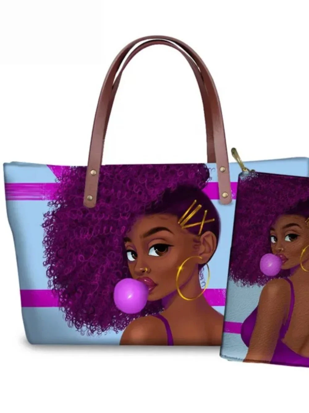 Trendy Canvas Tote Bag Set | Matching Cosmetic Pouch | New